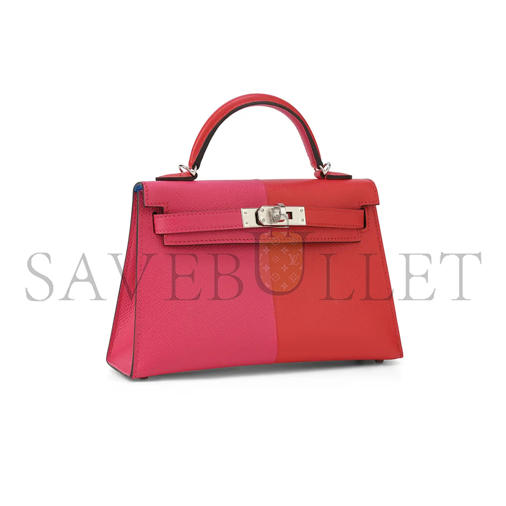 H**mes master mini kelly ii red in leather epsom three color combinations (19*12*5.5cm)